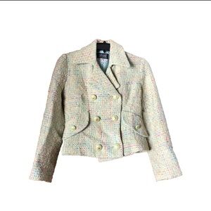 Bergdorf Goodman IMPASSE New York Double-Breasted Tweed Jacket Green - 4